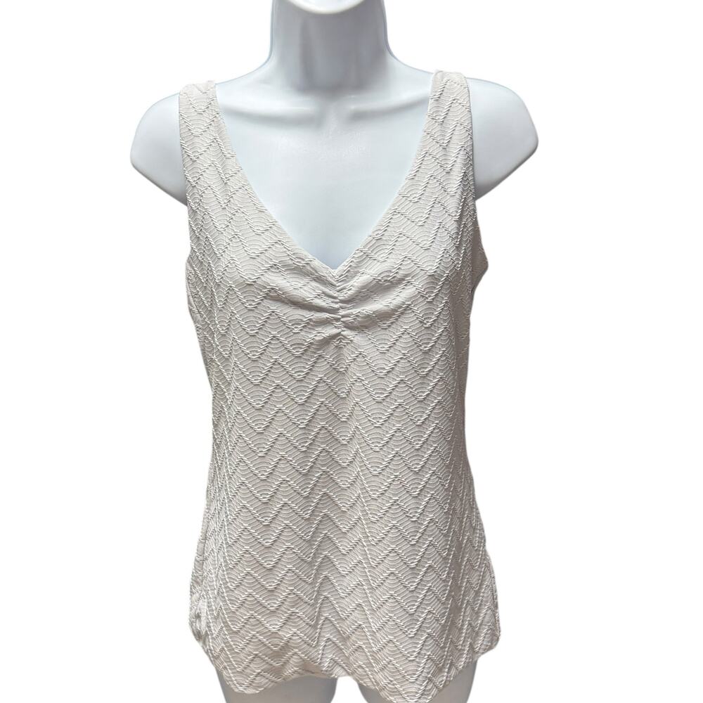 WHBM Lined Tank Top Shell Light Grey Textured Medium